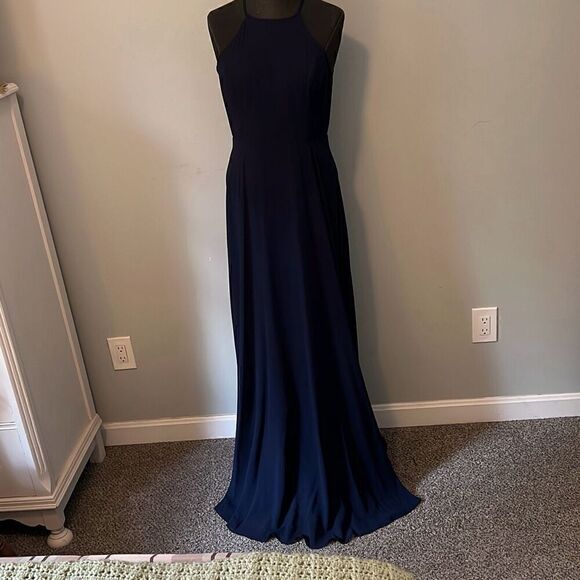 Lulus Dresses & Skirts - Lulus Women's Navy Blue Lined Sleeveless Halterneck Prom Long Dress Medium